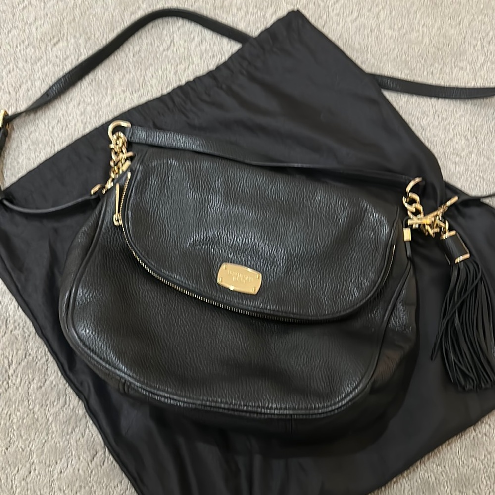 Michael Kors black leather boho bag